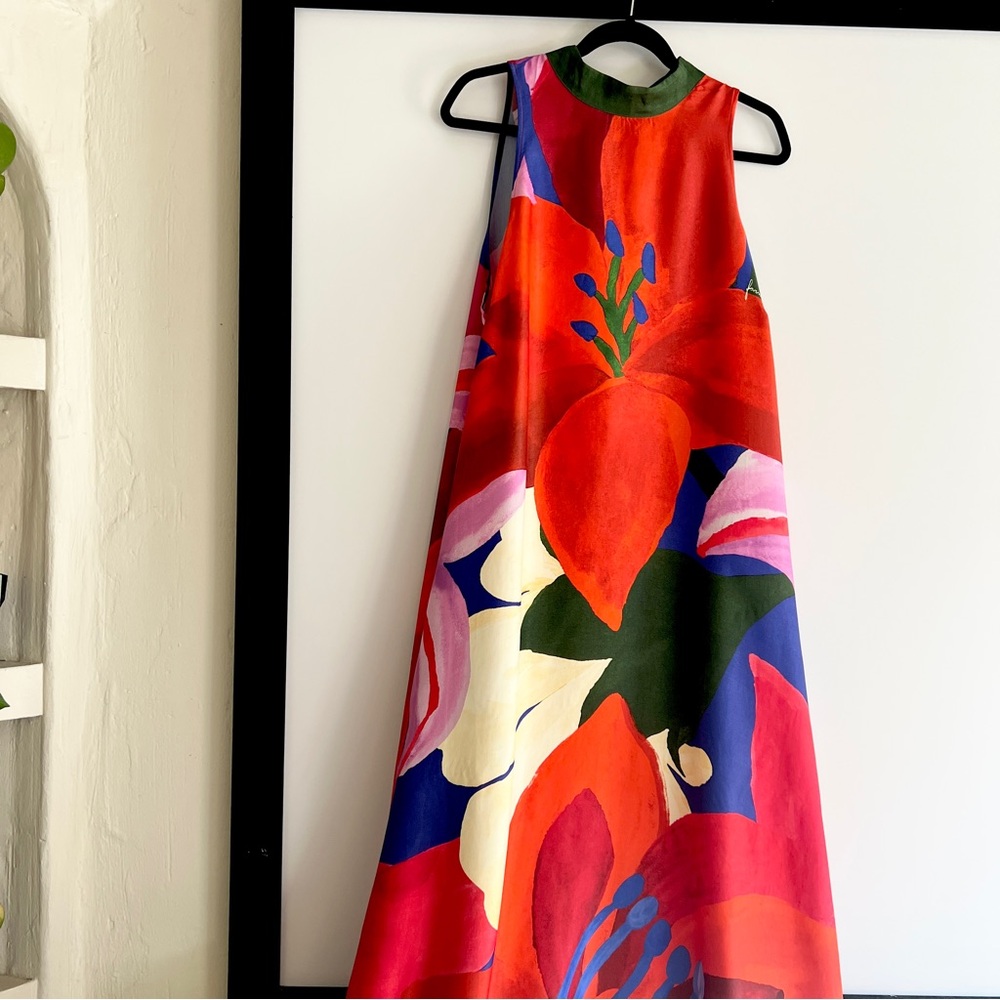 FARM Rio x Anthropologie Floral Halter Maxi Dress Size XL NWT in Tropical Red - Picture 6 of 16